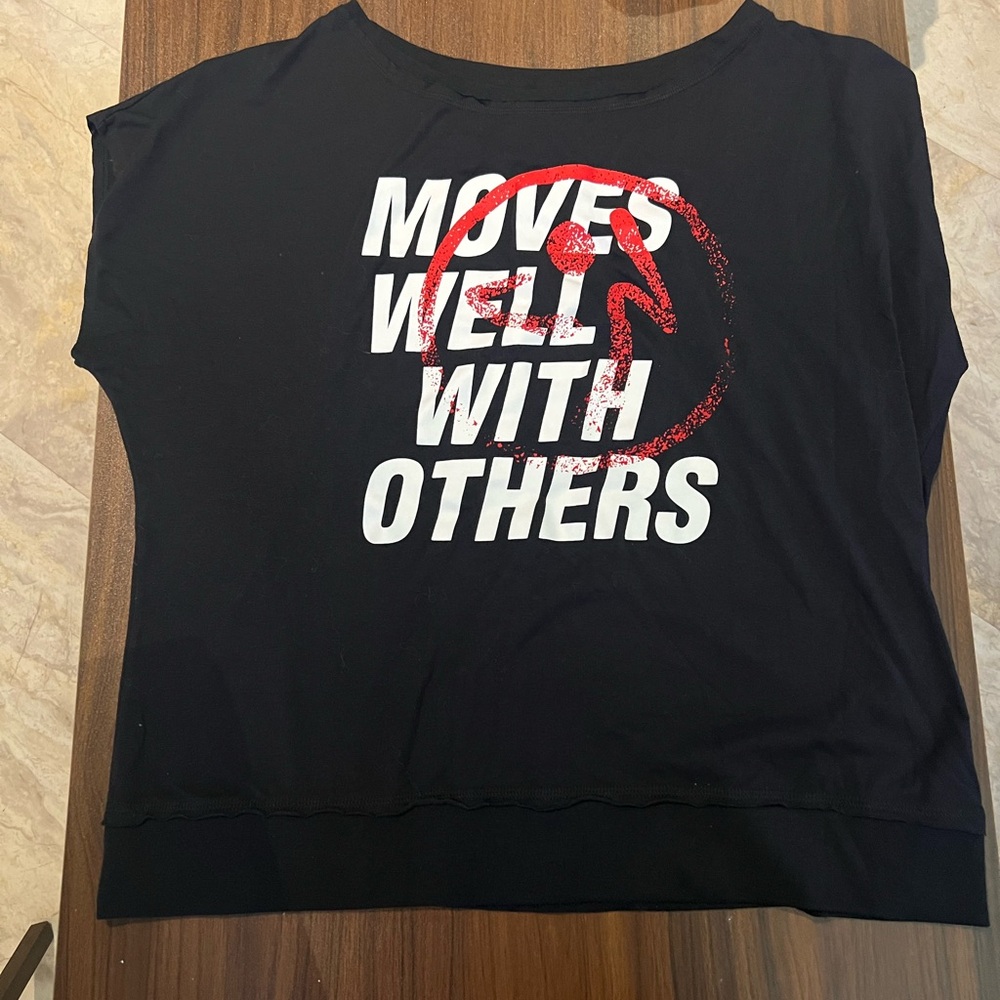 Black Zumba Boxy Tee with White and Red Print - Picture 2 of 3